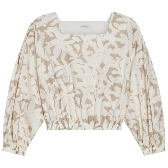 Closed Top Women’s Small Grain Beige Cropped Blouse MSRP $215 - Picture 1 of 11